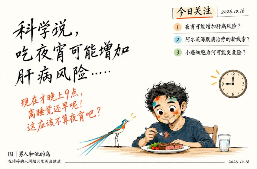  今日健康科学关注：夜宵与肝病、阿尔茨海默病与小癌细胞