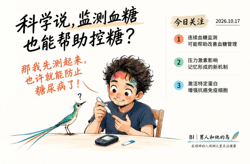  今日健康科学关注：连续血糖监测、压力激素与记忆、抗癌免疫细胞
